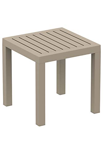 CLP Table d'Appoint Design Ocean - Table de Jardin Résistante aux Intempéries et aux Rayons UV - Table de Terrasse ou Véranda en Plastique Solid, Couleur:Taupe