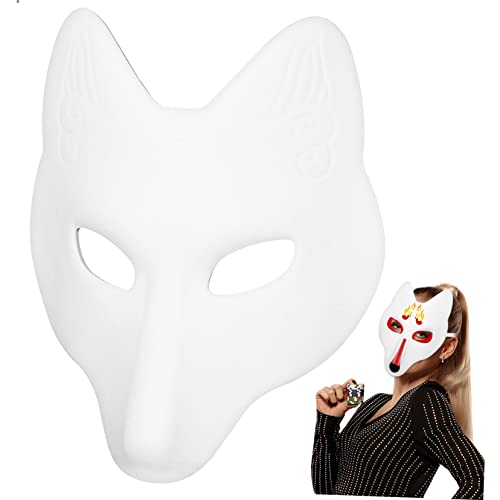 Toddmomy Máscara De Raposa De Raposa Japonesa Máscara De Dia Das Bruxas Máscara Branca Em Branco Más