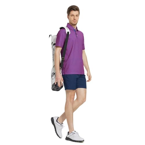 Image of M MAELREG Mens Golf Shirt Short Sleeve Dry Fit Print Moisture Wicking Performance Patterns Collared Polo Shirt