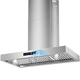 36 inch Range Hood Wall Mount, 1200 CFM with 4-Speed Gesture Sensing & Touch Control, Stainless Steel Kitchen Stove Vent Hoods with 2 LED Lights, Time Setting, Dishwasher-Safe Baffle Filters