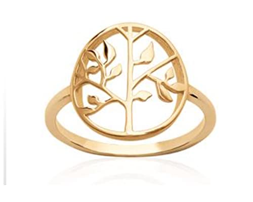 Anillo de árbol de la vida y la paz para hombre mujer, chapado en oro de 18 quilates, 6 mm, talla 66 Cover