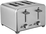 BELLA 4 Slice Toaster with Auto Shut Off - Extra Wide Slots and Removable Drop-Down Crumb Tray with Cancel and Reheat Function - For Texas Toast, Large Bread & Bagel, Stainless Steel