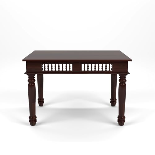 Image of Solid Sheesham Wood Traditional Dining Table 4 Seater Wooden Four Seater Dinning Table with 4 Chairs for Home Chairs with Cushion Dining Room Sets for Restaurants (Walnut Finish)
