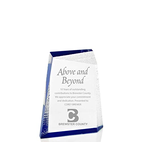 Baudville Engraved Trophy - Small Acrylic Glacier Trophy - Add Your Logo - Personalized Engraving Up To Three Lines And Pre-Written Verse Selection #TOP1