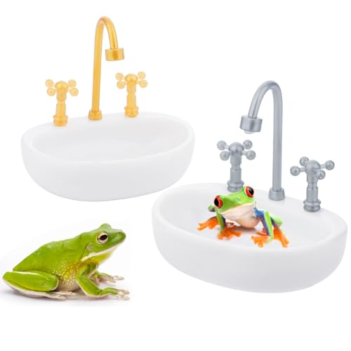 2 Pack Tree Frog Tank Accessories Toad Habitat Decoration Reptile Creative Feeding Bowl for Toad Frog Tadpole Tree Frog Lizard Leopard Gecko Hermit Crabs Corn Snake Spider Scorpion Amphibian Aquatic