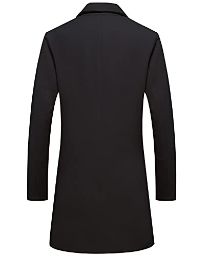 Image of Lisskolo Men's Wool Blend Trench Coat Casual Single Breasted Warm Pea Coat