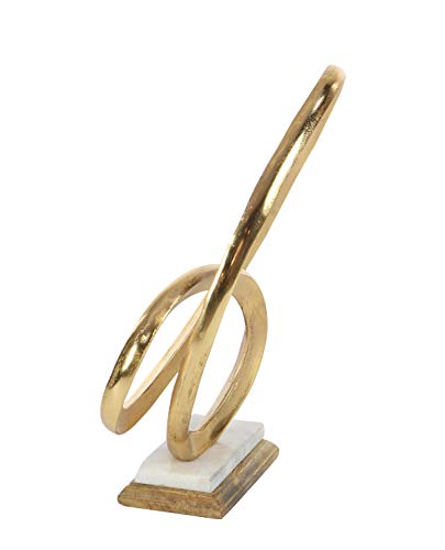 Cosmoliving By Cosmopolitan Aluminum Geometric Loop Sculpture With Marble Base, 12" X 4" X 17", Gold #TOP5