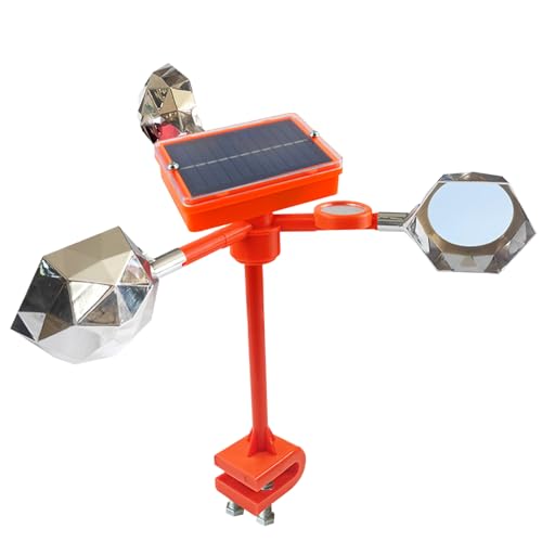 CAKEEYUM Dissuasif réfléchissant pour Oiseaux avec répulsif Solaire Vocal, 30, 5 cm de Haut, réflecteurs imperméables pour Oiseaux rotatifs à 360°,...