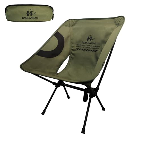 hailanbao Lightweight Folding Camping Chair for Adults, Heavy Duty 330lbs Capacity Compact Backpacking Hiking Chair – Portable Durable Outdoor Chair with Ergonomic Support