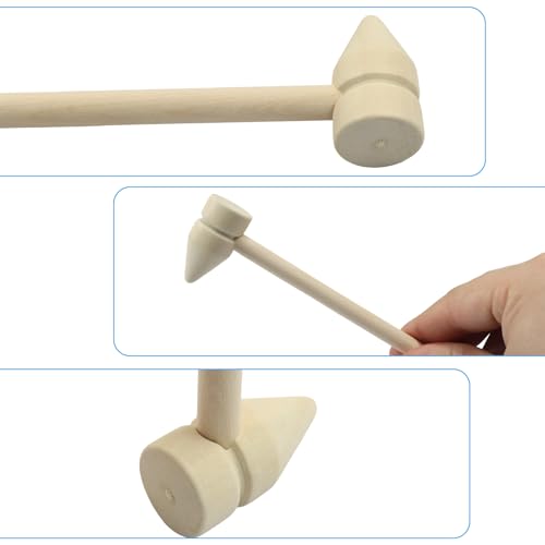 Image of Litoexpe 12pcs Mini Wooden Hammers 37x15mm