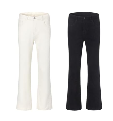 Jeans Pants Trouser Denim Black and White Micro Horn Men's Spring Retro Style Casual Men4