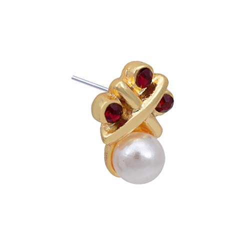 Tone Pearl Hug Kiss Stud Earrings
