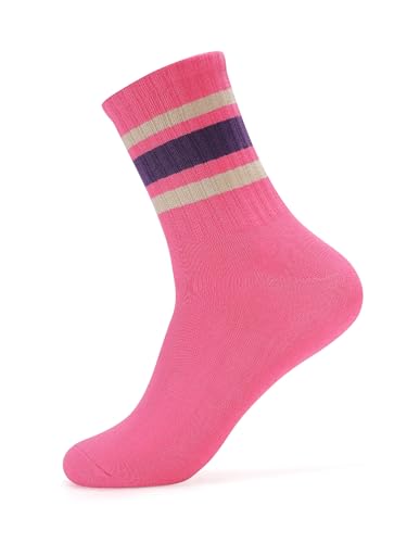 Image of Forony Women Tube Socks Anti Odor Crew Soft Combed Cotton Quick Dry Moisture Wicking Breathable Socks with Strips