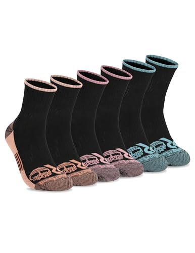 Timberland PRO Work Quarter Socks for Women, Sorbtek Moisture Control Performance Womens Socks, Arch Support, Cushioned Footbed (Size 7-12; Multiple Colors; 6 Pairs)