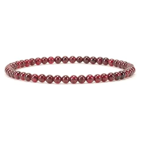 Cherry Tree Collection - Small, Medium, Large Sizes - Gemstone Beaded Bracelets For Women and Men - 4mm Round Beads (Red Garnet - Medium) Cover