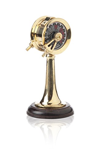 EL REMITGER Telégrafo Decorativo de Latón Dorado con Base de Madera 16,50cm Mediano decoración Náutica Cover