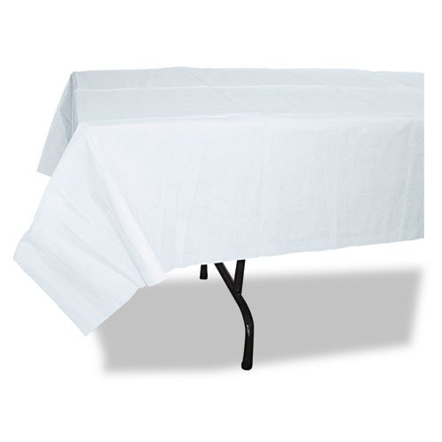 Paper Table Cover, Embossed, w/Plastic Liner, 54" x 108", White, 20/Carton, Sold as 1 Carton