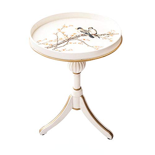 - Mesa auxiliar, abedul pequeño apartamento, sala de estar, sofá, mesa de centro pequeña, mesa redonda neoclásica, mesita de noche, 3 colores, 19 × 25 pulgadas, estilo moderno (color: azul) (blanco)