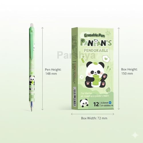 Image of Alokik 12 Pcs Panda Erasable Gel Pen Set 0.5mm Fine Point - Cute Panda Cartoon Retractable Erasable Pens with Eraser Tip, Smooth Writing Gel Pens for Kids School Office Stationery
