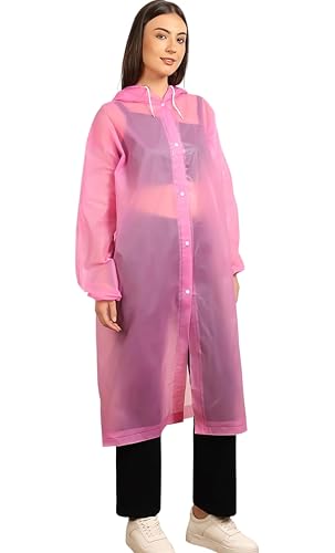 Image of Unisex Hooded Raincoat, Waterproof Long Rain Jacket, Multiple Colours, Reusable