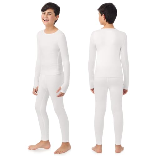 Image of Cuddl Duds Heavyweight 2 Piece Sets Base Layer Thermal Underwear for Boys | Winter Clothing, Fleece Lined Long Sleeve Top & Leggings, Soft Lounge Set for Cold Weather, Moisture Wicking Heat Retention