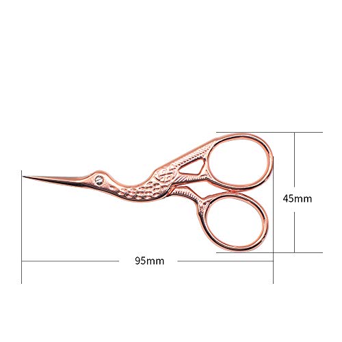 Yestoo Stork Scissors, Professional Stainless Steel Beauty Grooming Scissors For Eyebrow, Facial Hair, Dry Skin, Nose Hair(Rose Gold) #TOP4