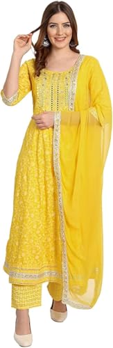 Rangnavi Women Rayon Anarkali Embroidered Printed Anarkali Salwar Kameez