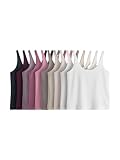 THE SET Mujeres Pack de 10 camisetas sin mangas básicas escotadas Plum Purple/Pink/Navy Blue/Neutrals M
