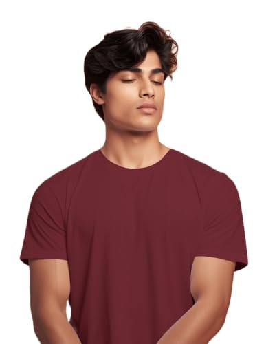 Image of DRIP Men's Solid Cotton Round Neck Half Sleeve T-Shirt