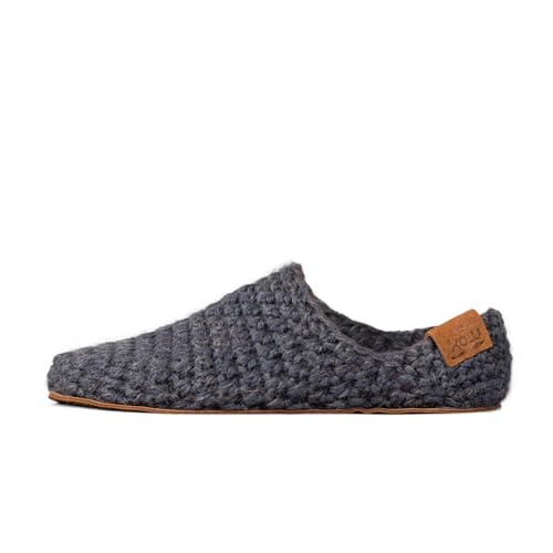 Kingdom of Wow US Men's and Women's Wool Slippers, Beige/Gray, Multiple Sizes, Breathable Light Comfort, Machine Washable, Leather Sole, Bamboo Wool Blend (Charcoal Gray, US Footwear Size System, Adult, Women, Alpha, Medium, Large)