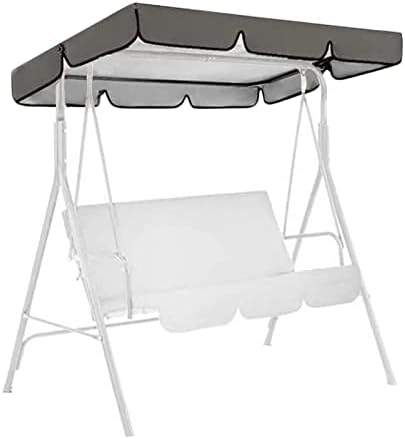Typutomi Swing Canopy Replacement, 2/3 Seat Waterproof Oxford Cloth Swing Replacement Top Cover Swing Seat Replacement Canopy for Outdoor Garden Patio Yard Park Porch Swing(Grey, S - 64.6x44.9x5.9in)