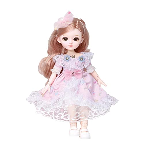 MTG Metro Toys & Gift - 30cm Cute Gorgeous Girl Doll Toy with Beautiful Dress and Elegant Eyes Color - Pack of 1Pc