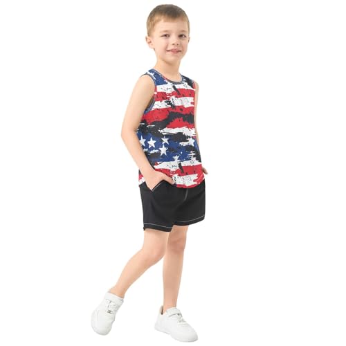 Boys Tank Top Shirts American Flag Camo Camouflage Sleeveless T-Shirts Crew Neck for Kids Clothing Children4