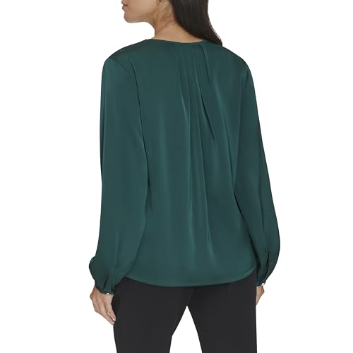 Image of Calvin Klein Womens V Neck Long Sleeve Blouse