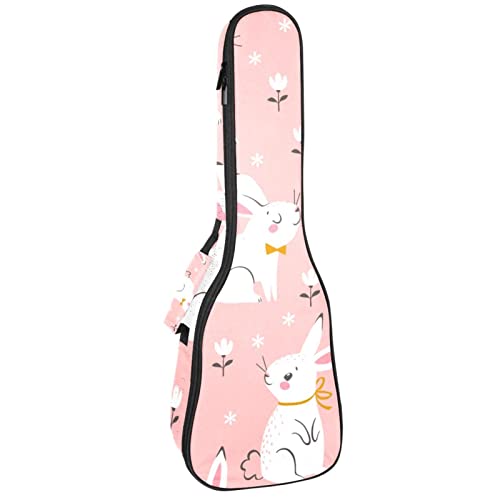 Sac ukulélé ténor rose motif lapin housse étanche rembourrée pour concert