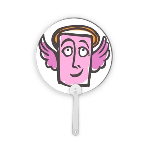 Éventail rond robuste Angel Face Sketch, plastique de qualité pour artisanat - 2