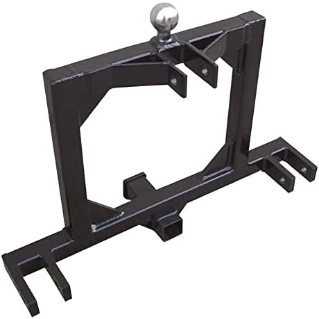 Field Tuff FTF-02TQH Rugged Square Framed Steel 3 Point 2 Inch Thick Hitch for Category 1 Tractors with 2.31 Inch Ball for Gooseneck Trailers, Black