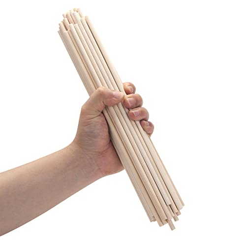 Wood Dowels Wooden Dowel Rods 1/4 x 12, 50 PCS Wooden Sticks for Crafts, Macrame Dowels, Unfinished Small Wood Sticks for Crafting, Lollipops and Tiered Cake, Photo Booth Props, Wedding Ribbon Wands
