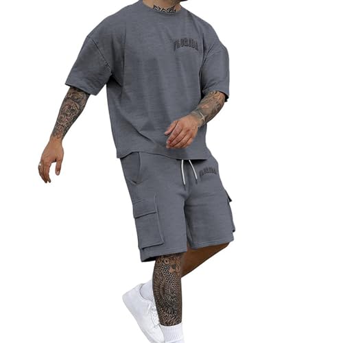 Tshirt sport homme en tissu non extensible et short ample imprimé lettres
