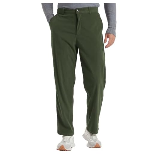 Donason Calça masculina de veludo cotelê slim fit casual perna reta calça social confortável frente lisa com bolsos, Verde militar, GG