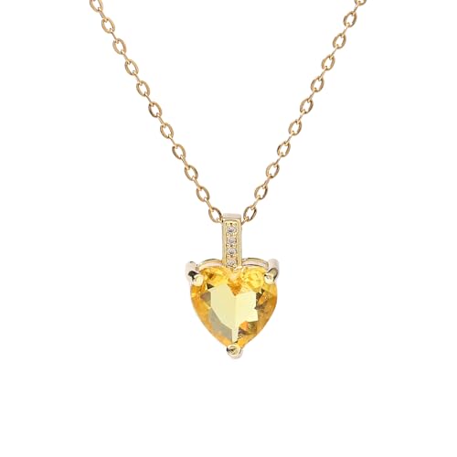 November Birthstone Necklace for Women 14K Gold Plated Citrine Necklace Heart Birthstone Necklace November Birthstone Jewelry November Birthday Gifts for Women Girls