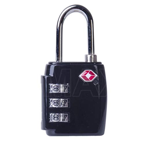 TSA Approved Combination Luggage Lock Padlock Locker Locks Security Suitcase Bag 3-Digit Travel Long Shackle (Black)