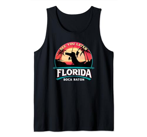 Boca Raton Florida Vacation Alligator Retro Sunset Souvenirs Tank Top
