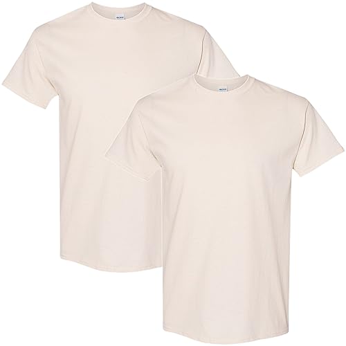 Gildan Men's Heavy Cotton T-Shirt, Style G5000, Multipack, Natural (2-pack), Large