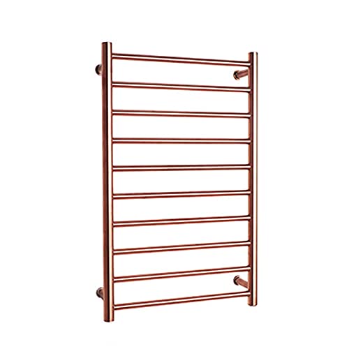 HYSJDMNC Rejilla de Toallas con calefacción eléctrica con 10 Bares de Toalla montada en la Pared Calentador en Acabado de Oro Rosa Radiador de baño de Acero Inoxidable 304 YYuan