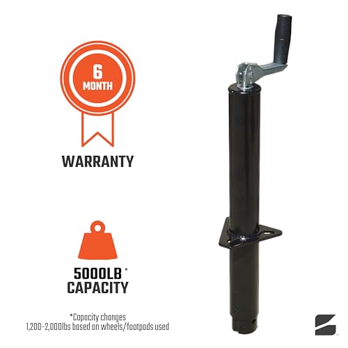 Image of Bastion Distribution Top-Wind A-Frame Trailer Jack | 5000 lb Capacity | Heavy-Duty Manual Crank Jack for RV, Camper, Utility Trailer | Bolt-On Mount | Corrosion-Resistant Steel | BJ-5000TW-1