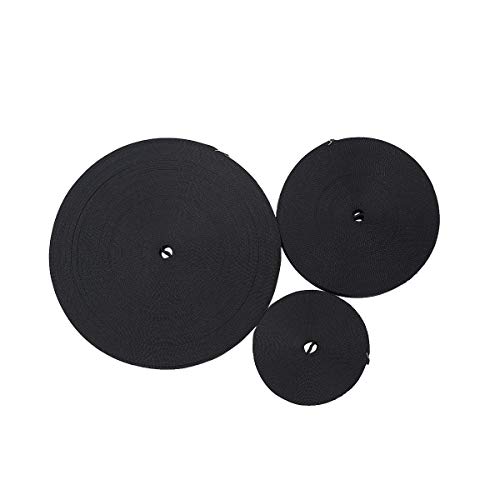 Nylon Webbing, 1Inch Heavy Duty Nylon Strap, Colored Flat Nylon Strapping Belt for Crafts, Dog Leash, Backpack, Outdoor Activities - by 10, 20, or 50 Yards (Black, 10 Yard)
