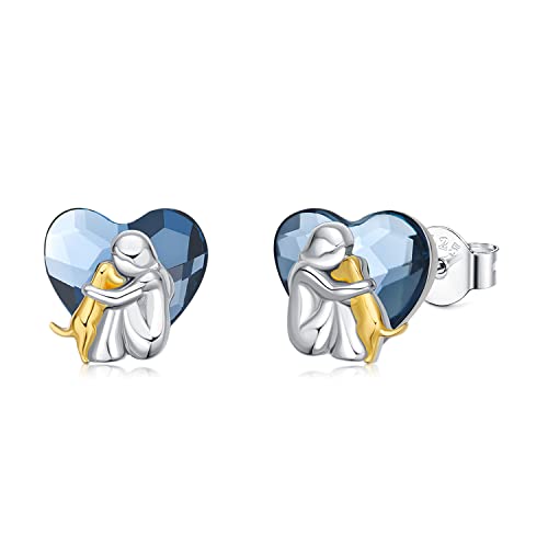 Image of 925 Sterling Silver Dog Earrings Cute Animal Puppy Stud Earrings Dog Jewelry Gifts for Women Girls Pet Lover Hypoallergenic Earrings for Sensitive Ears