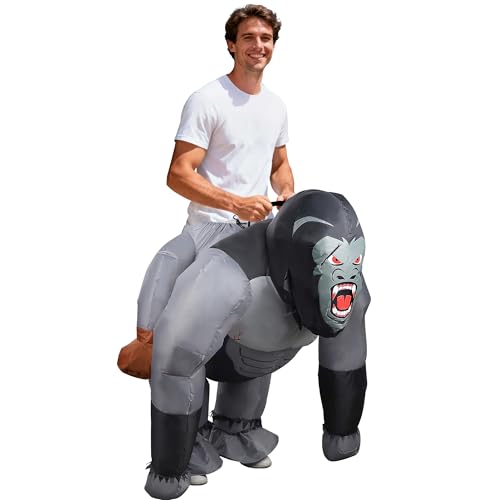 Joliyoou Costume d'Halloween amusant, costume de gorille gonflable soufflé à l'air, pantalon fantaisie pour adultes, jeu de rôle, vacances, fête costumée