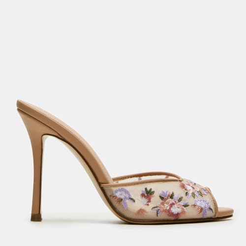 Yishaweiqi Women's Mesh Heeled Sandals Peep Toe Mules Slip on Stiletto High Heels Dress Sexy Slide Sandals4